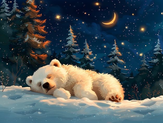 Adorable bear illustration in digital art style