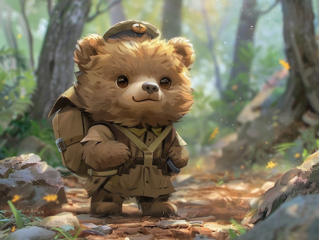 Adorable bear illustration in digital art style