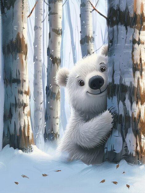 Free photo adorable bear illustration in digital art style