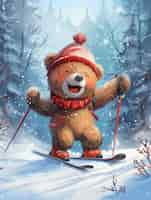 Foto gratuita adorable bear illustration in digital art style