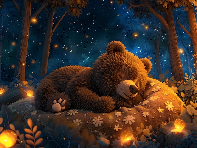 무료 사진 adorable bear illustration in digital art style