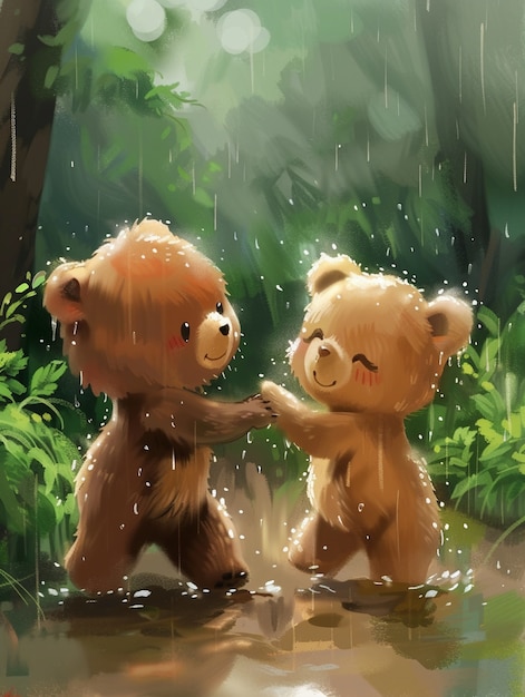 무료 사진 adorable bear illustration in digital art style