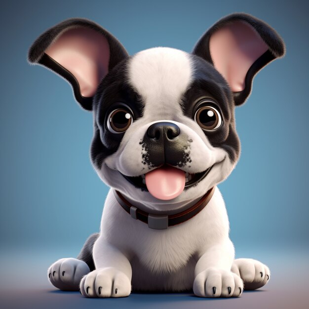 Adorable boston terrier dog in studio