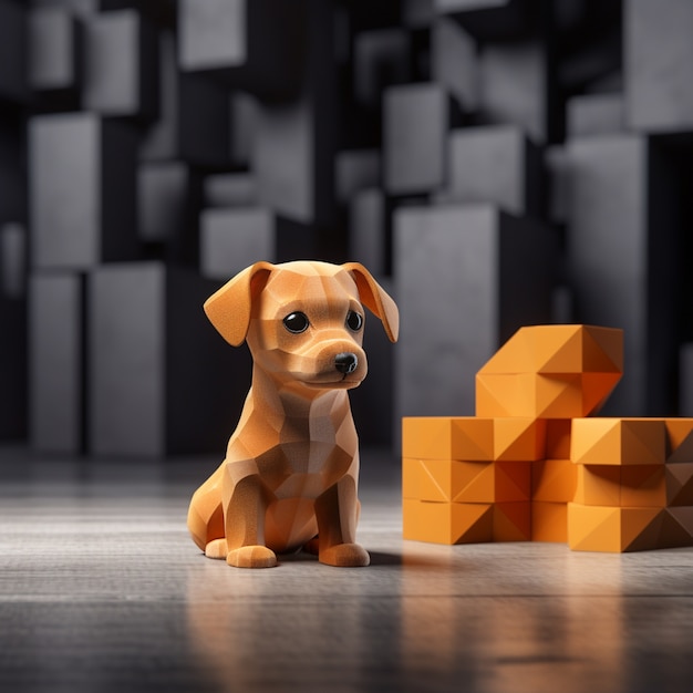 Adorable brown dog in studio