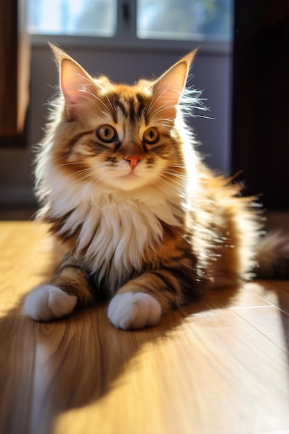 Adorable cat relaxing indoors