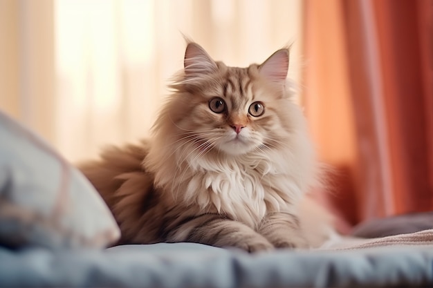 Adorable cat relaxing indoors