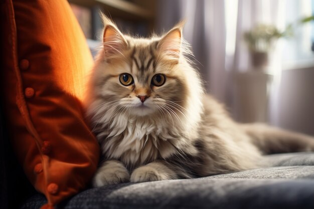 Adorable cat relaxing indoors