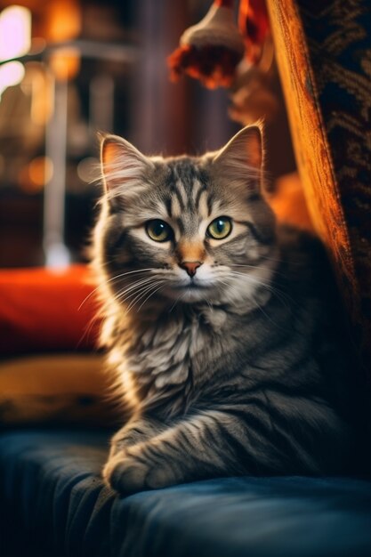 Adorable cat relaxing indoors