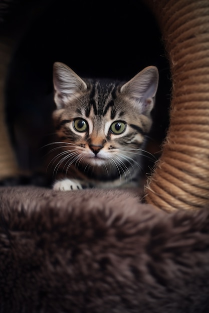 Free photo adorable cat relaxing indoors