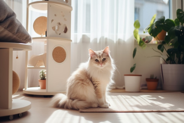 Очаровательный кот отдыхает в помещении