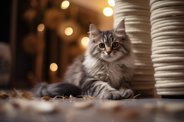 Adorable cat relaxing indoors