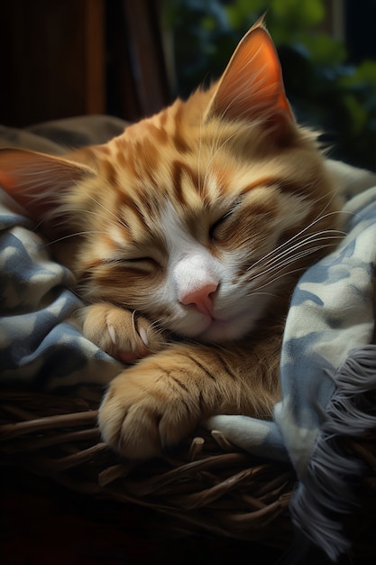 Free photo adorable cat relaxing indoors