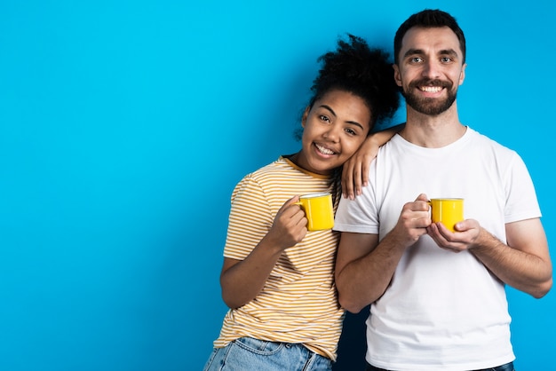 Free photo adorable couple posing together