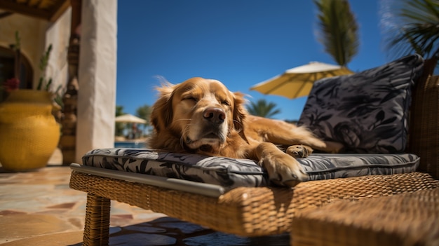 無料写真 愛らしい犬が安らかに眠って休んでいる