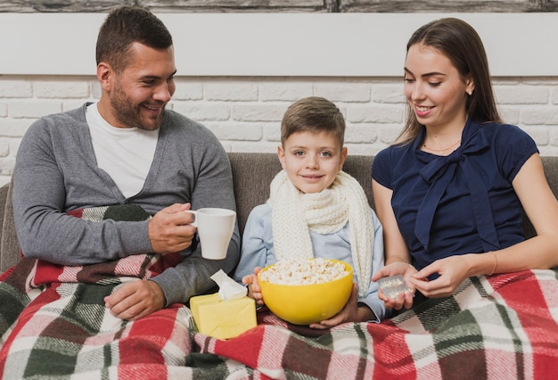 Adorable family with son chilling