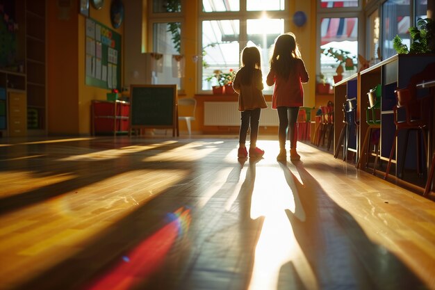 Adorable kid playing with shadows