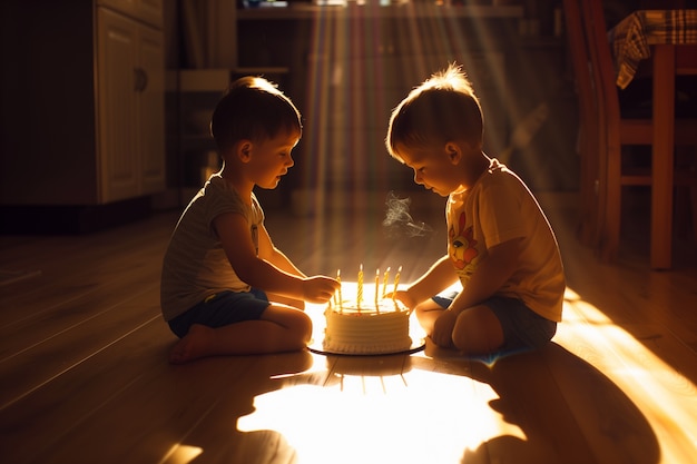 Foto gratuita un bambino adorabile che gioca con le ombre.