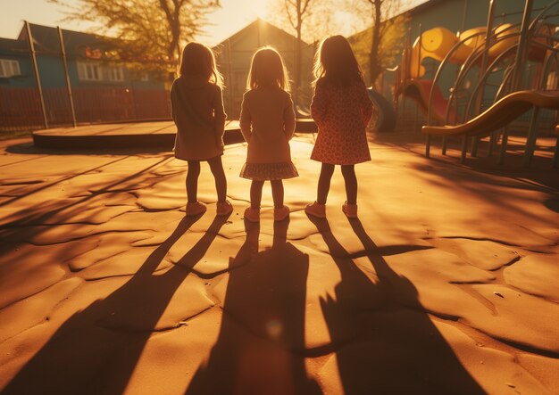 Adorable kid playing with shadows