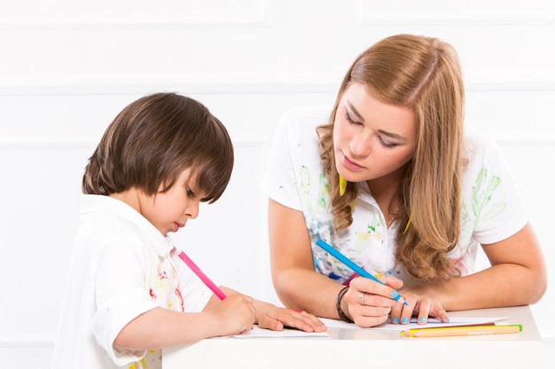 Adorable kid with mother