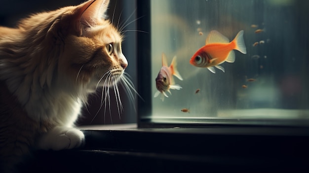 Free photo adorable looking kitten with fish