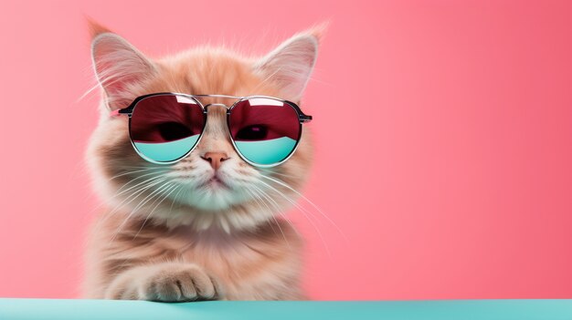 Adorable looking kitten with sunglasses