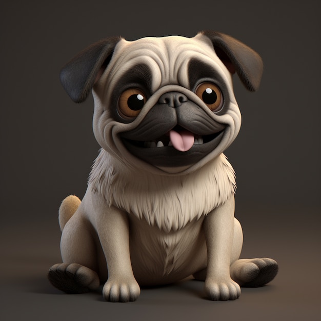 Free photo adorable pug dog in studio