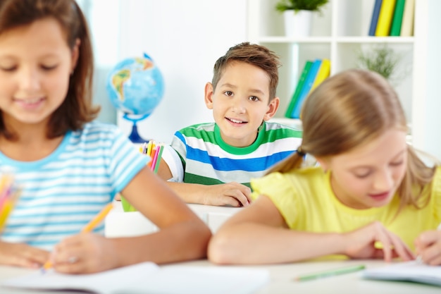 Free photo adorable pupil in class