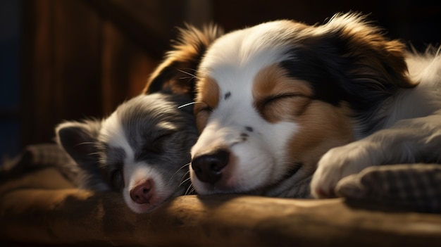 無料写真 安らかに眠って休んでいる愛らしい子犬