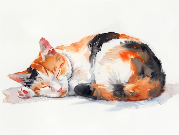 Free photo adorable watercolor cat illustration