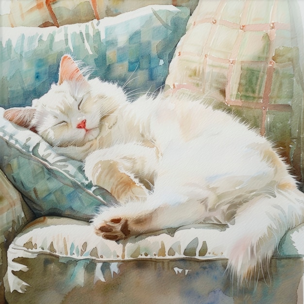 Adorable watercolor cat illustration