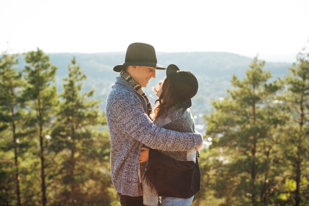 Adorable young couple hugging