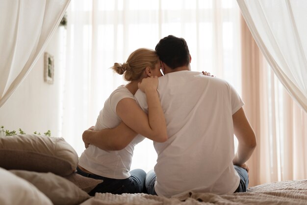 Adorable young couple together in love