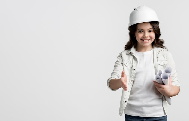 Adorable young girl posing with copy space