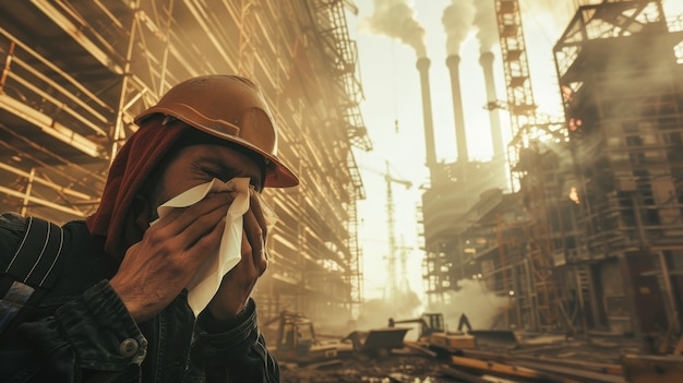 Free photo adult blowing their snot in a tissue