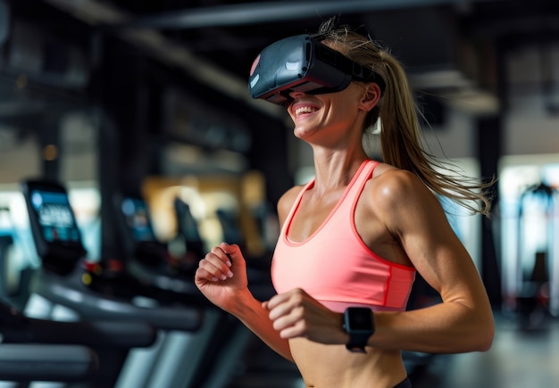 無料写真 adult doing fitness through virtual reality