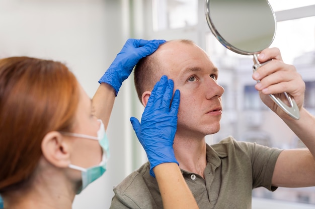 Adult male having balding problems