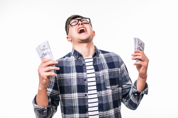 Free photo adult man is surprised to win lot of money in lottery