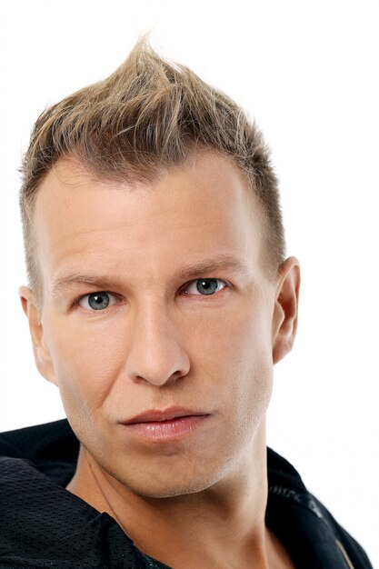 Adult man with a shirt posing in studio