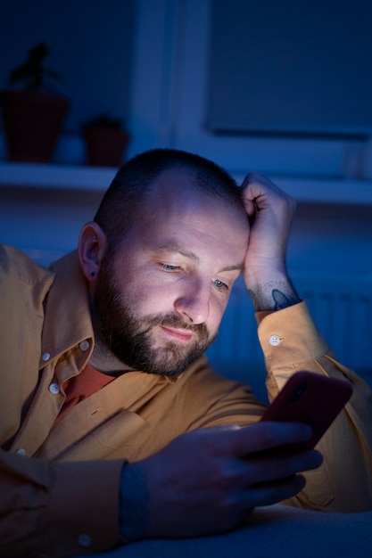 Free photo adult suffering from social media addiction