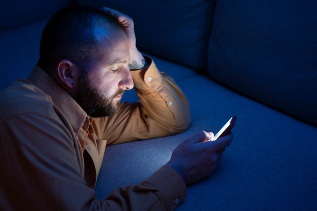 Adult suffering from social media addiction