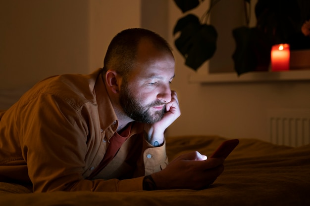 Free photo adult suffering from social media addiction