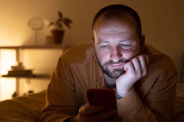 Free photo adult suffering from social media addiction