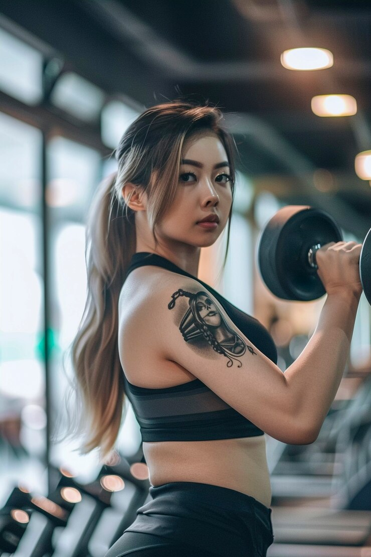 Free Photo adult training with dumbbell