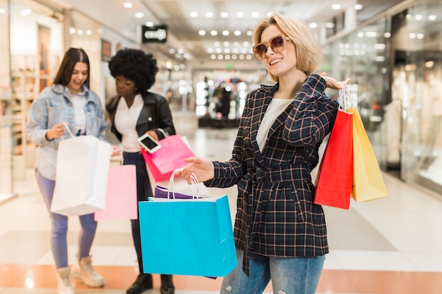 Adult woman happy shopping