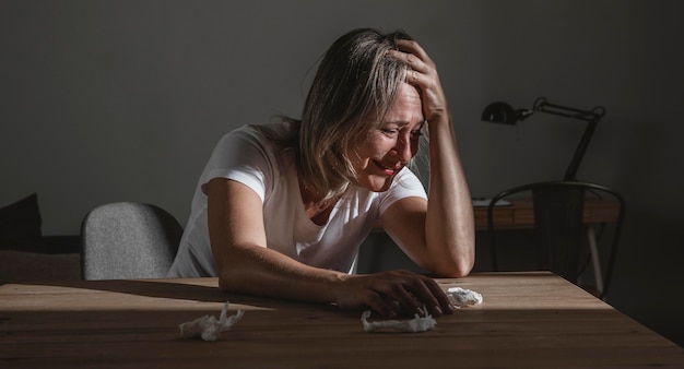 Adult woman stressing out at home