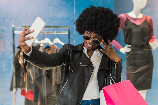 Adult woman taking a selfie