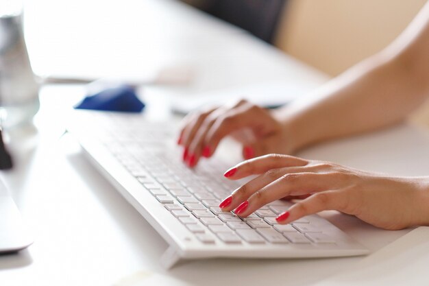 Adult woman working at office