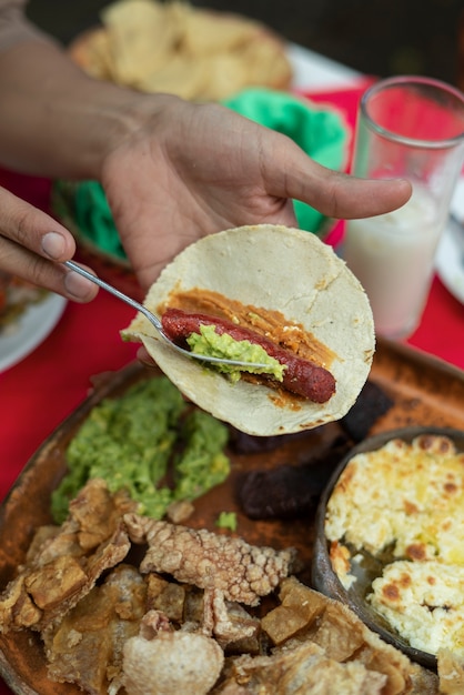 Free photo adults enjoying mexican food