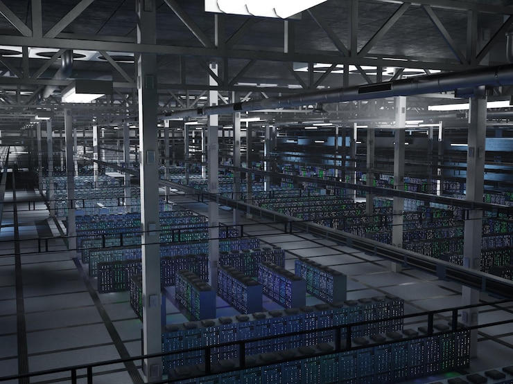 Free Photo advanced server hub managing large datasets for artificial intelligence training