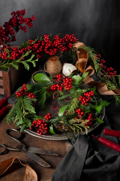 Free photo advent wreath ornaments still life